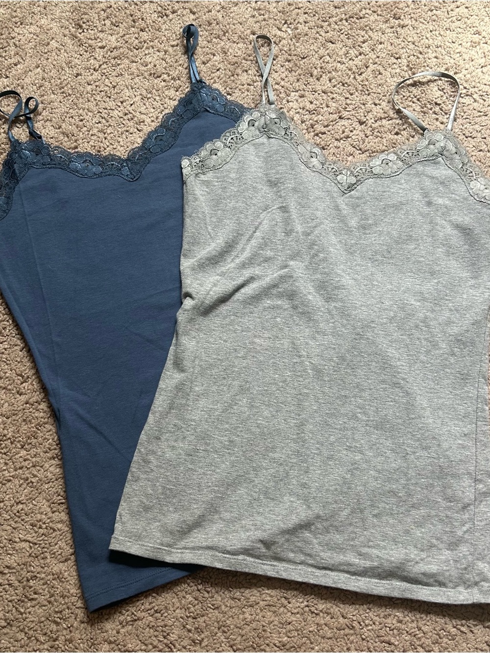 NWOT Xhilaration Lace-Trim Camisole Tank Top Set Gray & Blue Medium
